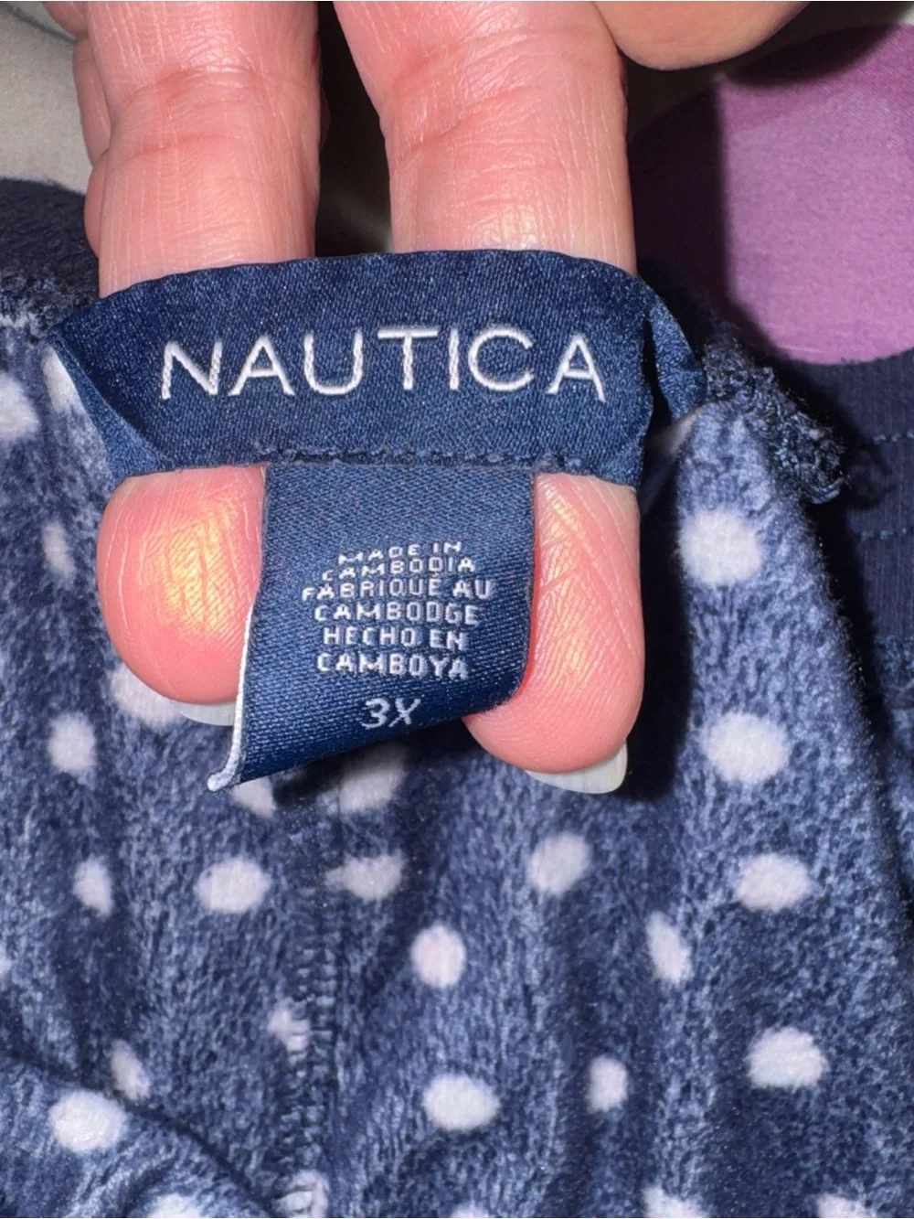 Nautica Navy with Light Pink Polka Dot Pajama Set